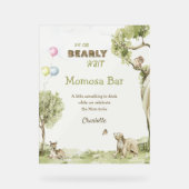 Sage Green Woodland Bearly Wait Momosa Bar アクリルサイン (正面)