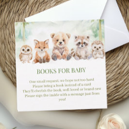 Sage Green Woodland Books for Baby Shower Card エンクロージャーカード