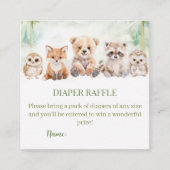 Sage Green Woodland Diaper Raffle Baby Shower Card エンクロージャーカード (正面)