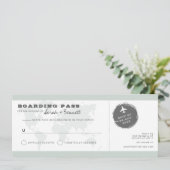 Sage Green World Map Boarding Pass RSVP Card 招待状 (スタンド正面)
