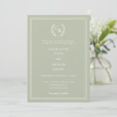 Sage green wreath monogram luxury wedding  招待状 (スタンド正面)