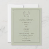 Sage green wreath monogram wedding invitation (正面)
