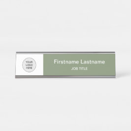Sage Green Your Logo モダン Desk Nameプレート デスクネームプレート
