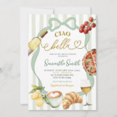 Sage GreenCoquette Stripes Italy Ciao Bella Bridal 招待状 (正面)