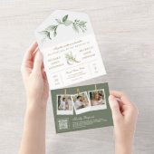 Sage Greenery金ゴールドアンパサンドQRコー結婚ド オールインワン招待状 (貼ってはがせる)