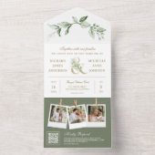 Sage Greenery金ゴールドアンパサンドQRコー結婚ド オールインワン招待状 (内側)