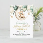 Sage Greenery Beary First Birthday 招待状 (スタンド正面)