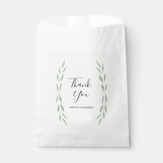 Sage Greenery Botanical Friends結婚,'s Thank You フェイバーバッグ (正面)