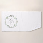 Sage Greenery Botanical Wreath Monogram バスタオル (バスタオル)