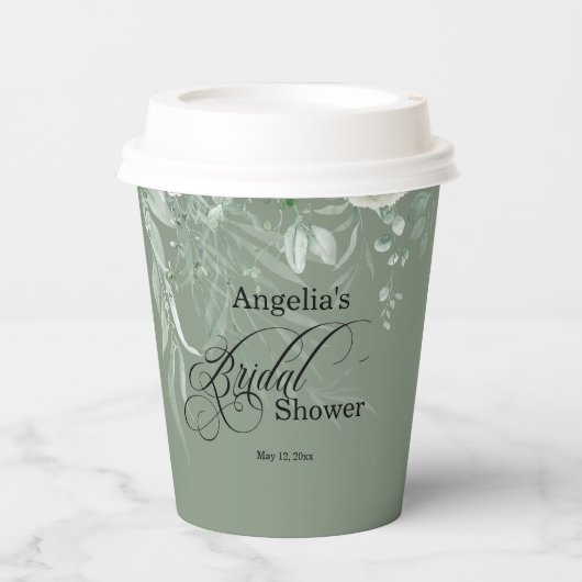 Sage Greenery Bridal Shower 紙コップ (正面)