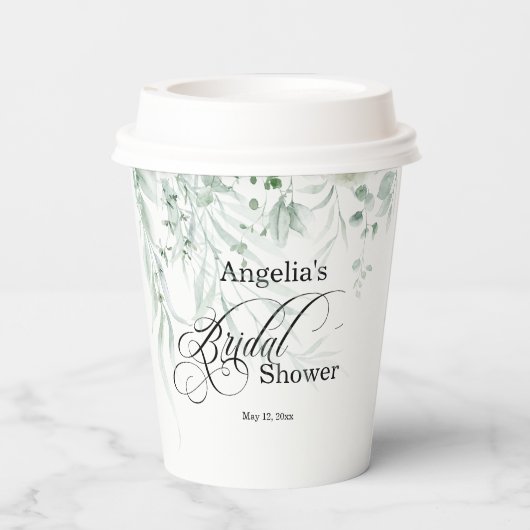 Sage Greenery Bridal Shower 紙コップ (裏面)