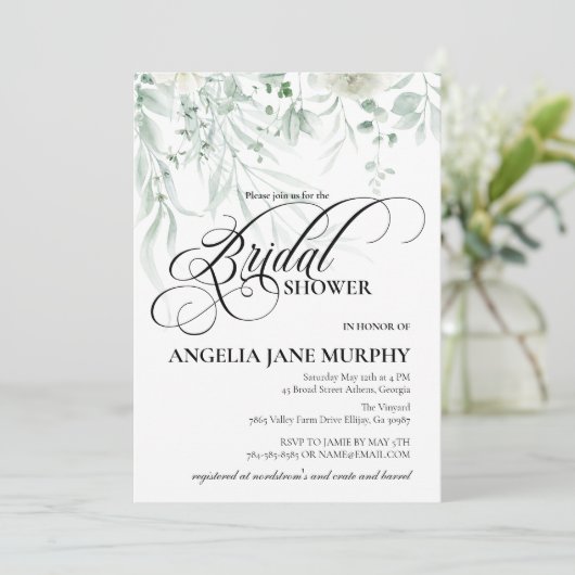 Sage Greenery Bridal Shower Invitation 招待状 (スタンド正面)