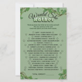 Sage Greenery Bridal Shower Would She Rather Game (正面)