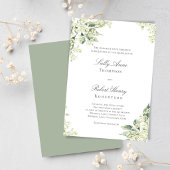 Sage Greenery Floral Elegant Script Wedding 招待状