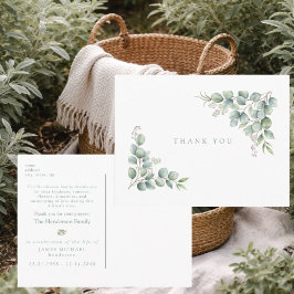 Sage Greenery Funeral Personalized Thank You ポストカード