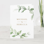 Sage Greenery Gold Ampersand QR Code Wedding 招待状 (正面)