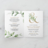 Sage Greenery Gold Ampersand QR Code Wedding 招待状 (内部)