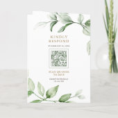 Sage Greenery Gold Ampersand QR Code Wedding 招待状 (裏面)