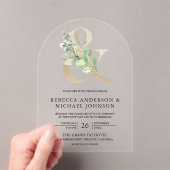 Sage Greenery Gold Ampersand Wedding アクリル招待状 (インサイチュ (ポータブル))