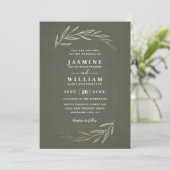 Sage Greenery Leaves Rustic Elegant Wedding 招待状 (スタンド正面)