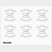 Sage Greenery Let Love Grow Stickers, 結婚s Gift スクエアシール (シート)