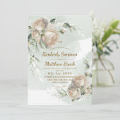 Sage Greenery Rose Wedding 招待状 (スタンド正面)