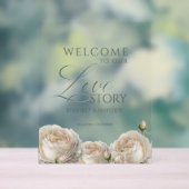 Sage Greenery Roses Welcome Wedding Sign アクリルサイン (ニュートラル)