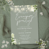 Sage Greenery String Lightsの結婚夕べパーティー 招待状