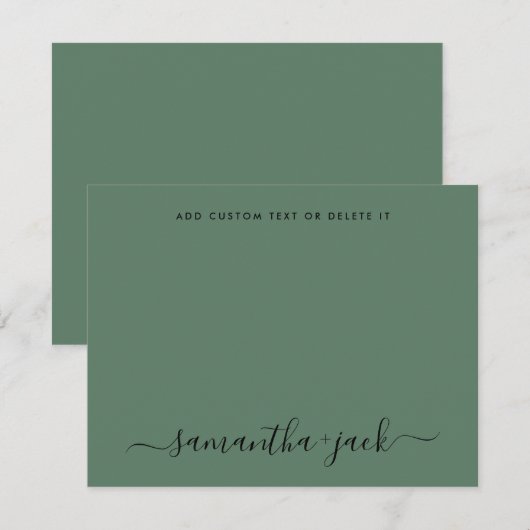 Sage Greenery Stylish Script Elegant Minimalist ノートカード (正面/裏面)