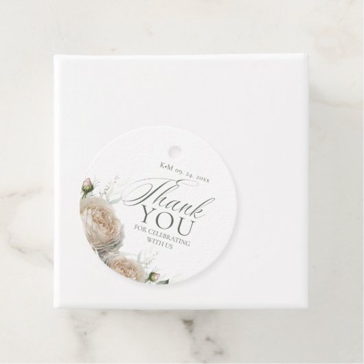 Sage Greenery White Rose Wedding フェイバータグ (インサイチュ)