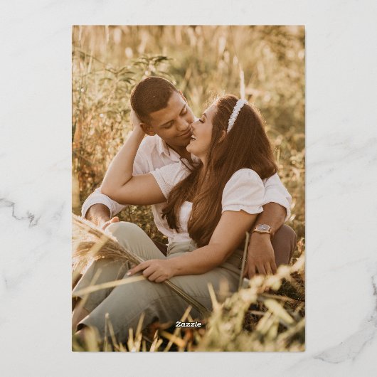 Sage Greenery White Rose Wedding 箔招待状 (裏面)