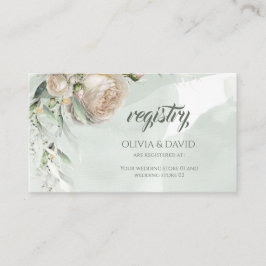 Sage Greenery White Rose Wedding Registry エンクロージャーカード