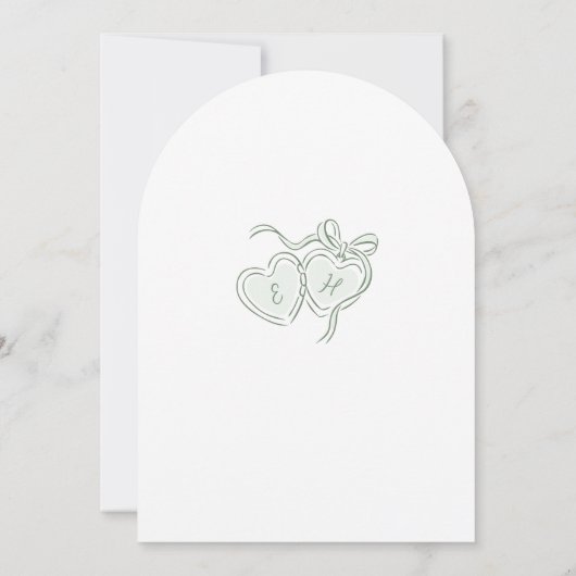 Sage Hand Drawn Floral Arch Whimsical Wedding 招待状 (裏面)