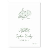 Sage Hand Drawn Floral Foldable Place Card テーブルナンバー (正面)