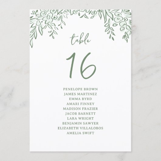 Sage Hand Drawn Floral Whimsical seating charts (正面)