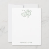 Sage Hand Drawn Hearts Monogram Personalized ノートカード (正面)