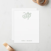 Sage Hand Drawn Hearts Monogram Personalized ノートカード (正面/裏面インサイチュ)