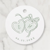 Sage Hand Drawn Hearts Monogram Thank You  フェイバータグ (正面)