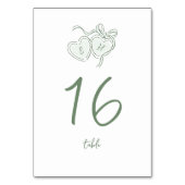 Sage Hand Drawn Hearts Monogram Whimsical Wedding テーブルナンバー (正面)