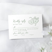 Sage Hand Drawn Hearts Monogram Whimsical Wedding 出欠カード