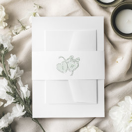 Sage Hand Drawn Hearts Monogram Whimsical Wedding 招待状ベリーバンド