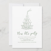 Sage Hand Drawn Just Married Car Whimsical  招待状 (裏面)