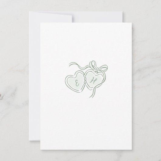 Sage Hand Drawn Monogram Whimsical Wedding Details ノートカード (裏面)