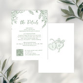 Sage Hand Drawn Monogram Whimsical Wedding Details ノートカード