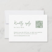 Sage Hand Drawn Monogram Whimsical Wedding QR code 出欠カード (正面)