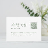 Sage Hand Drawn Monogram Whimsical Wedding QR code 出欠カード (スタンド正面)
