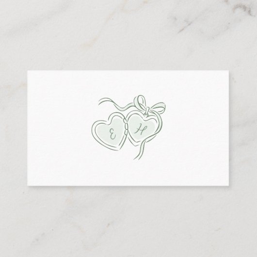 Sage Hand Drawn Whimsical Wedding QR code Details プレイスカード (裏面)