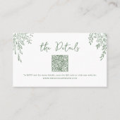 Sage Hand Drawn Whimsical Wedding QR code Details プレイスカード (正面)