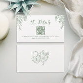 Sage Hand Drawn Whimsical Wedding QR code Details プレイスカード