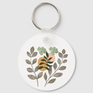 "Sage Harmony | モダンな植物の葉の壁アート キーホルダー